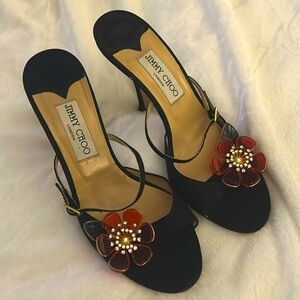 Jimmy Choo Strappy Sandals with Flower Detail